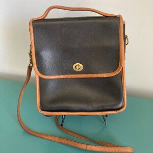 Black Leather Crossbody Satchel Bag RARE Laura USA